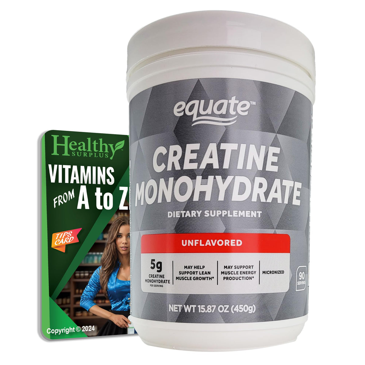 Healthy Surplus Creatine Monohydrate 450g front view