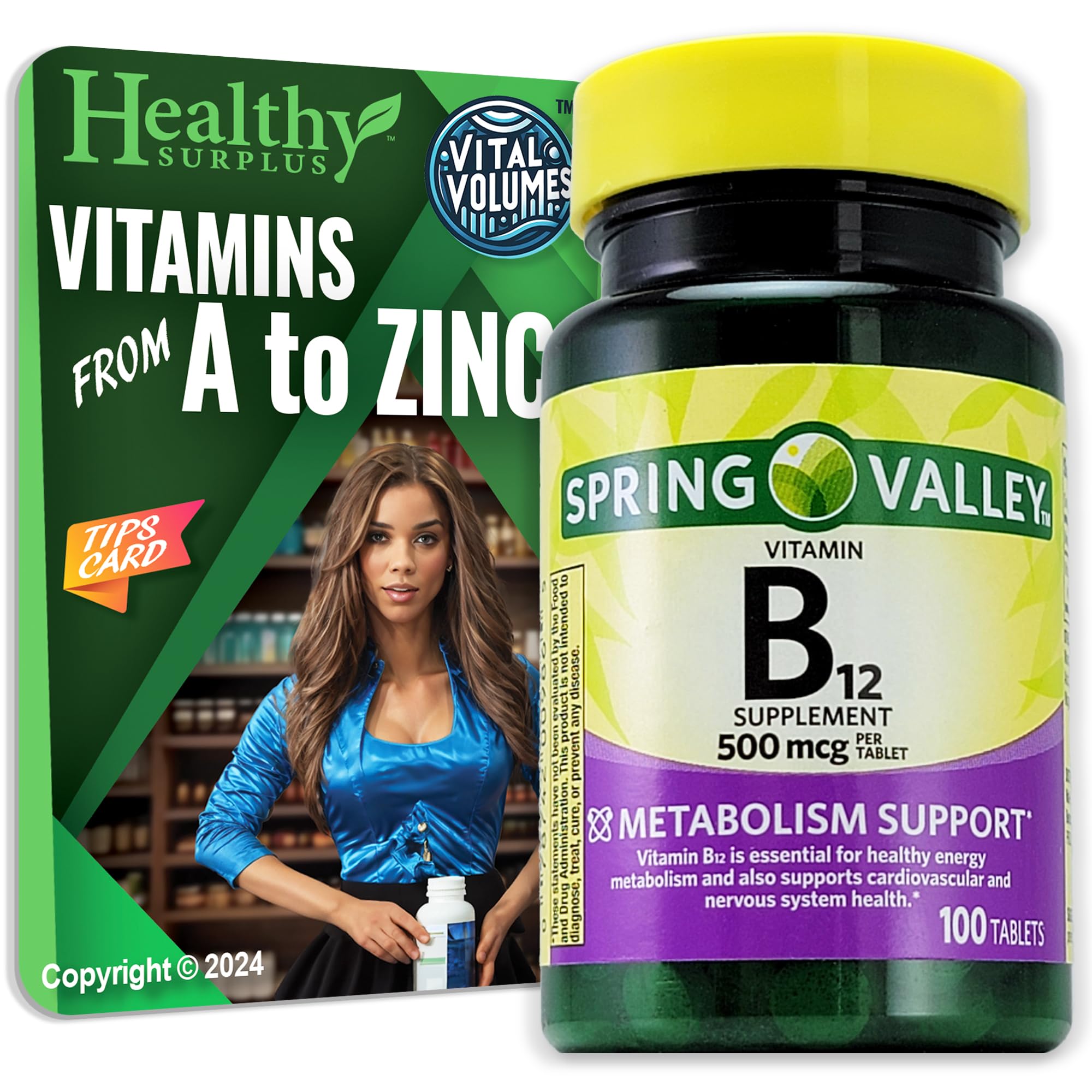 Healthy Surplus Vitamin B12 Supplement Tablets 500 mcg front view