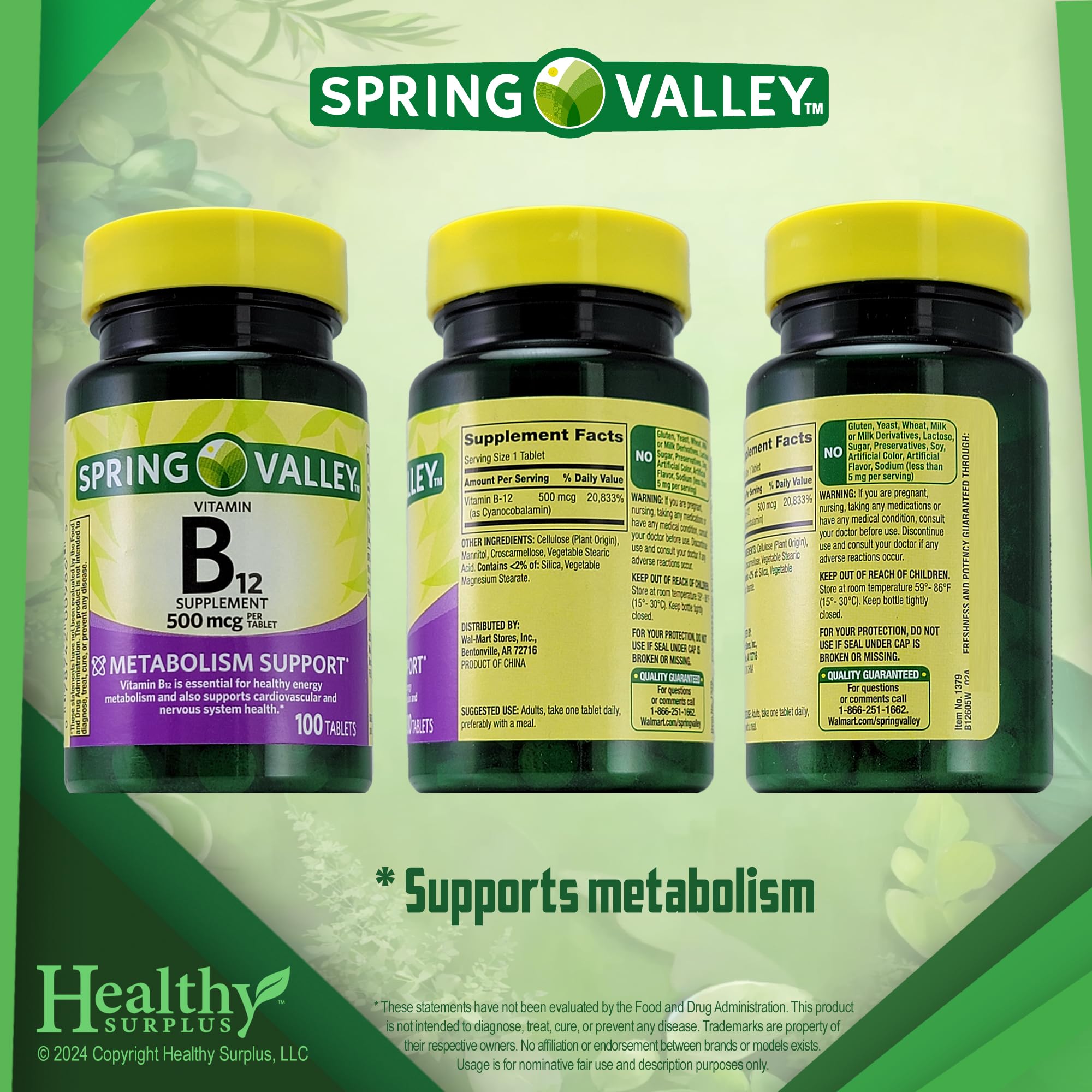Healthy Surplus Vitamin B12 Supplement Tablets 500 mcg side view
