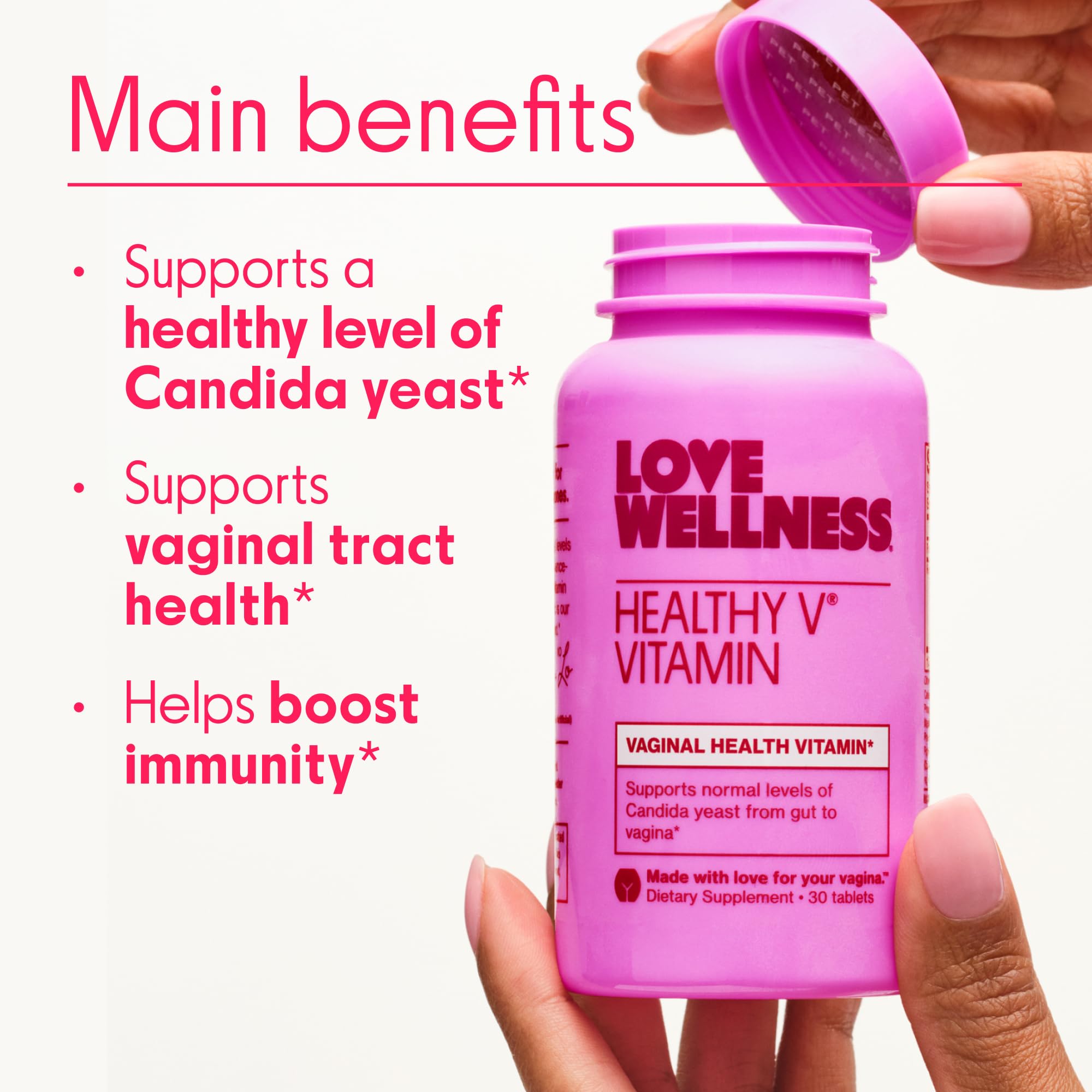 Healthy V Vitamin tablet close-up
