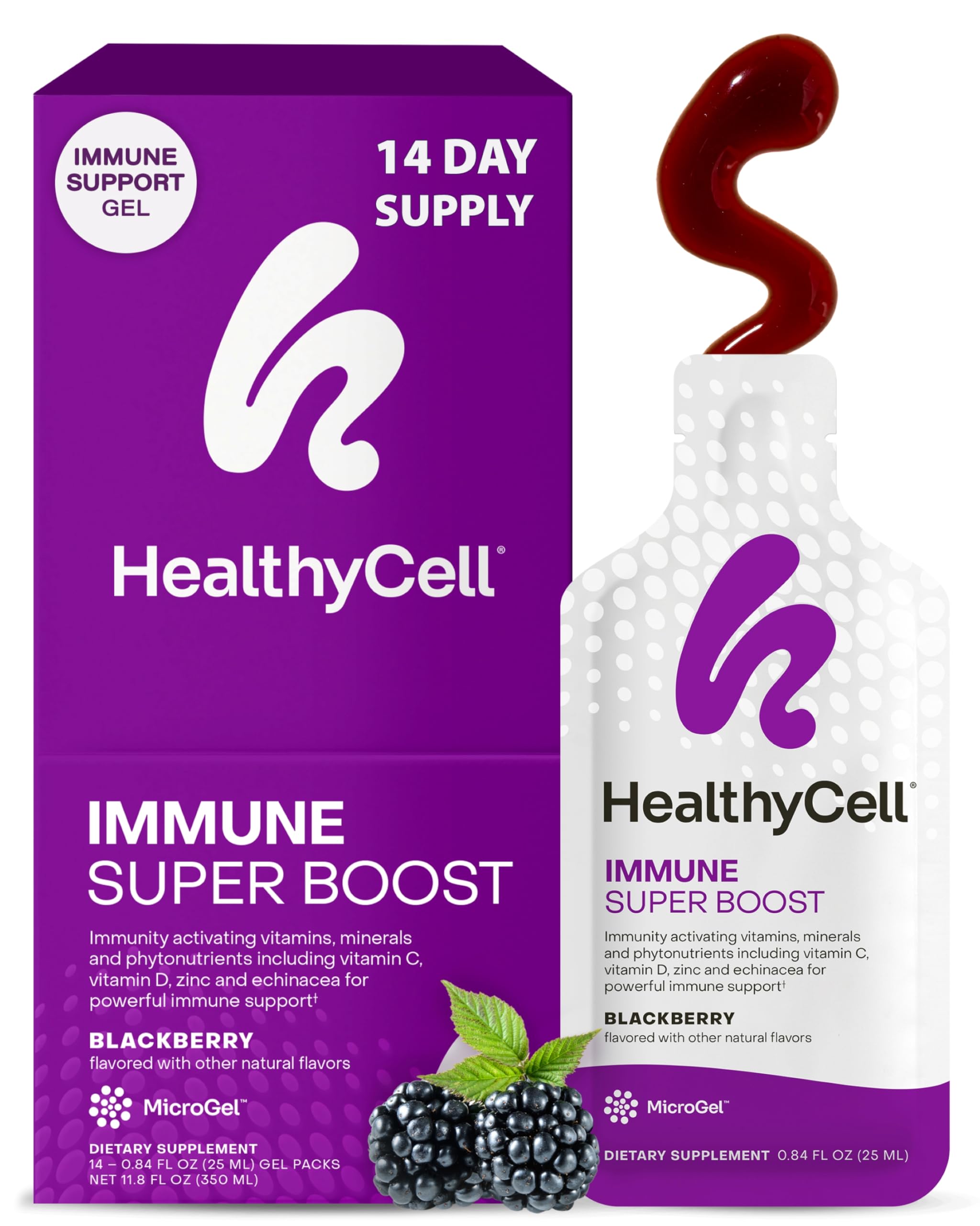 Healthycell Elderberry MicroGel front view with packaging