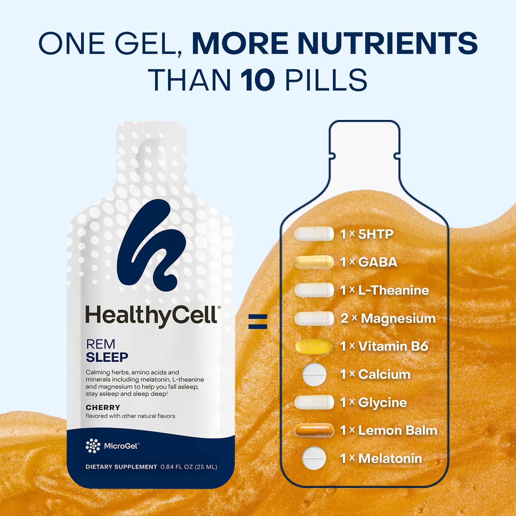 HealthyCell REM Sleep Aid Liquid Gel Supplement gel pack opened