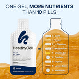 Healthycell REM Sleep MicroGel gel pack in a glass with drink