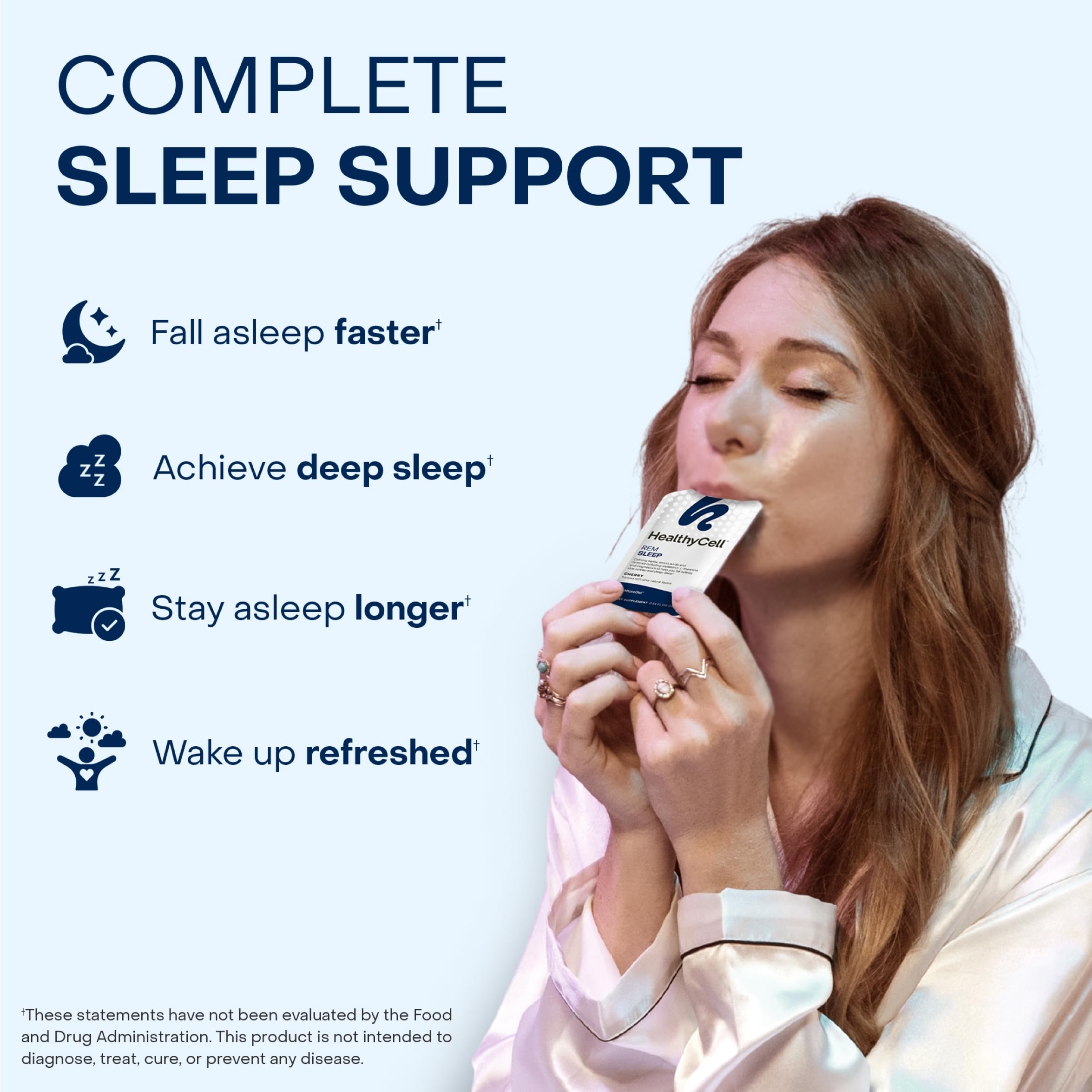 Healthycell REM Sleep MicroGel side view with packaging details