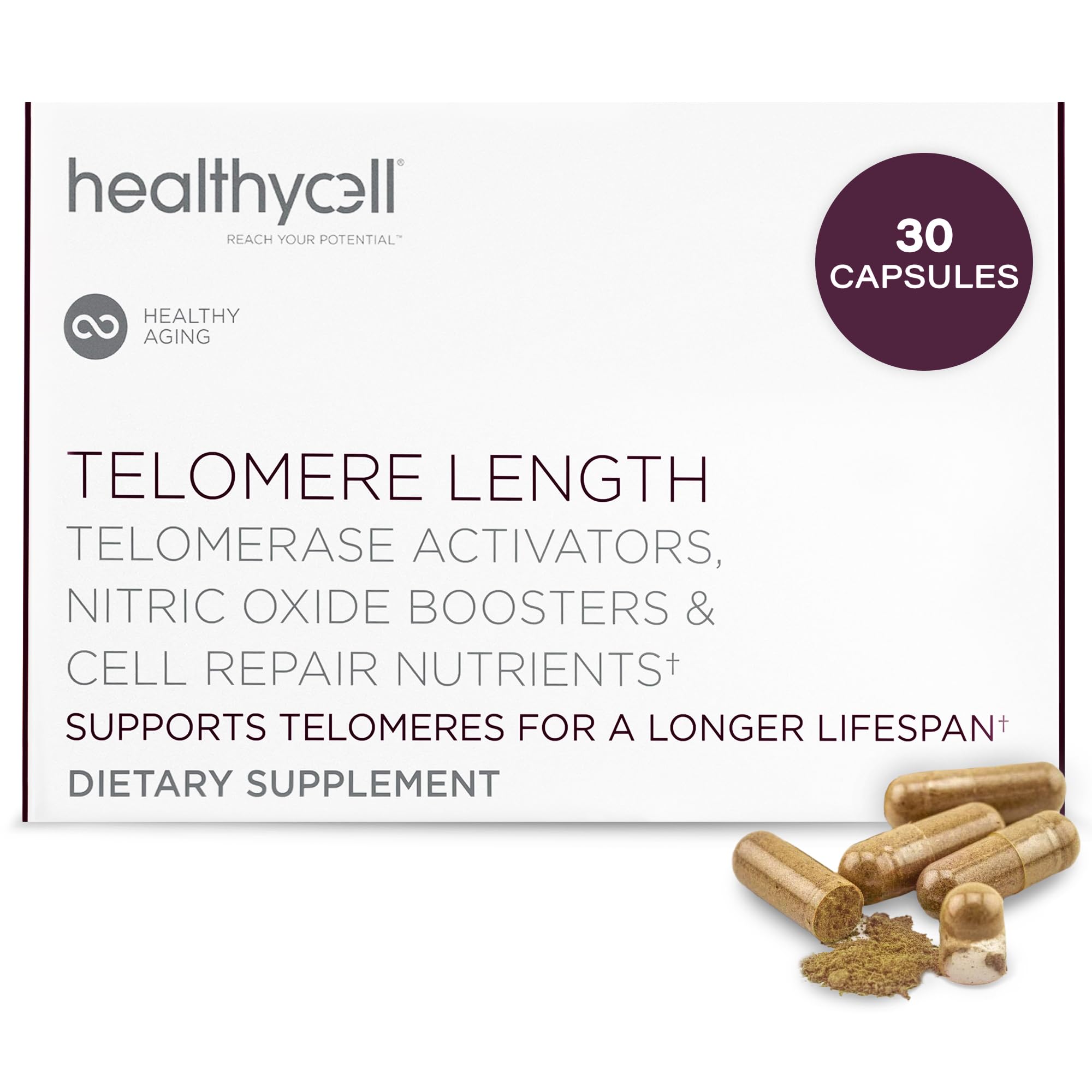 Healthycell Telomere Length Supplement front view packaging