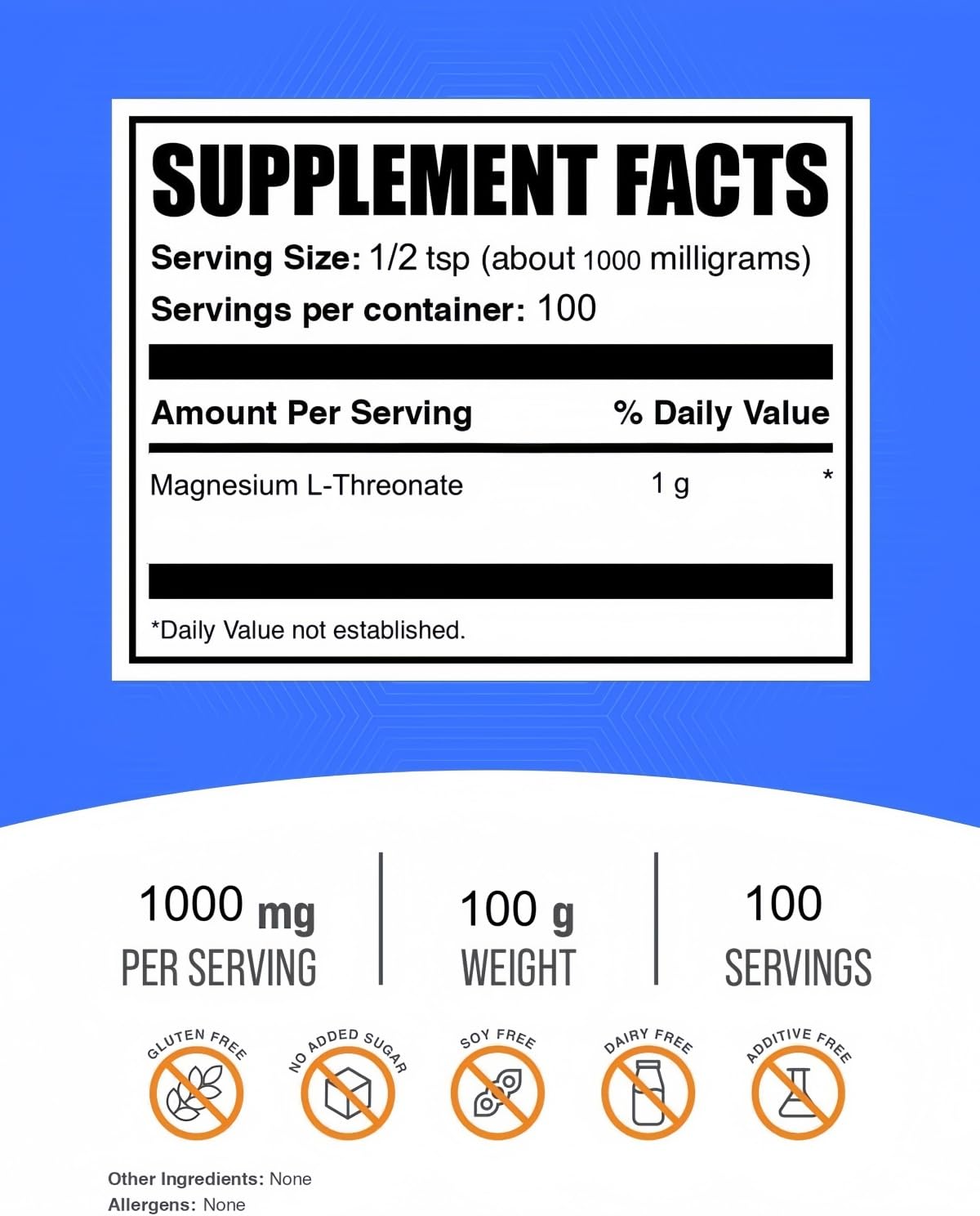HealthyFinds Magnesium L-Threonate 100g with measuring spoon
