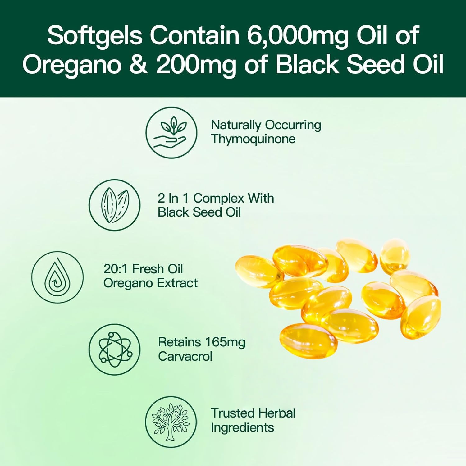 HealthyFinds Oregano Oil & Black Seed Oil Softgels close-up of softgel