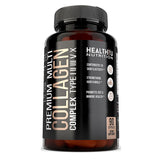 HEALTHYU NUTRITION Multi Collagen Peptides Capsules with a glass of water