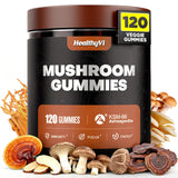 HealthyVi Mushroom Gummies 120 count front view with packaging