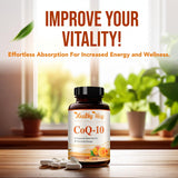 HealthyWayRx CoQ10 200mg capsules in hand