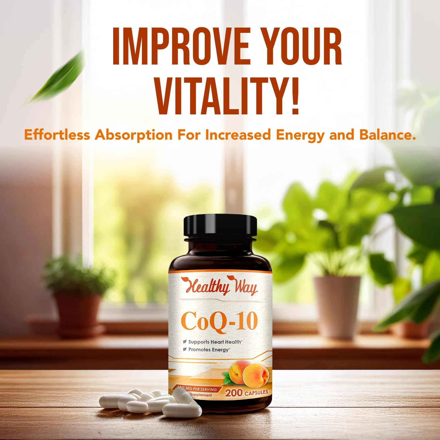 HealthyWayRx CoQ10 400mg capsules in hand