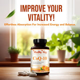 HealthyWayRx CoQ10 400mg capsules in hand