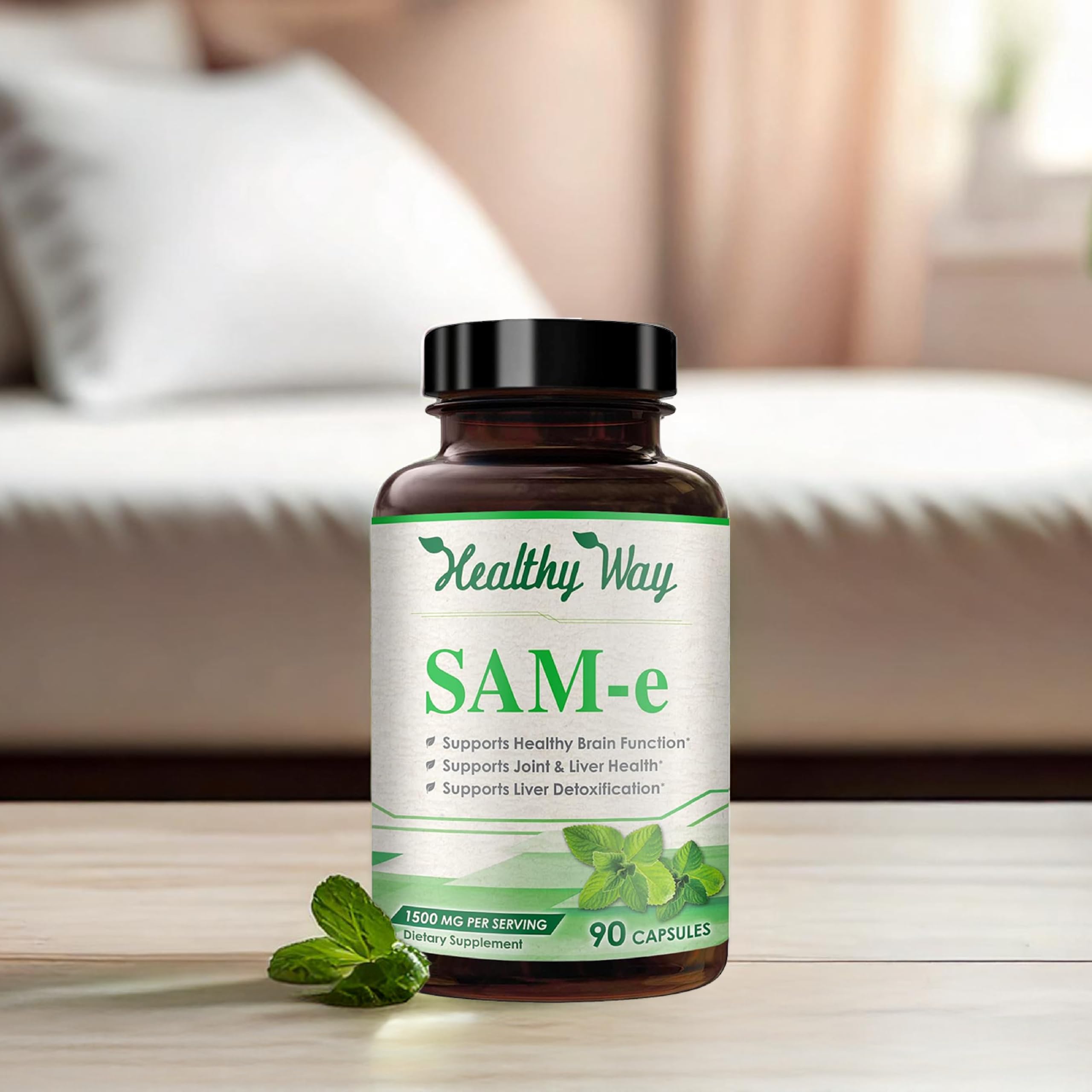 HealthyWayRx SAMe Supplement 68g with a glass of water