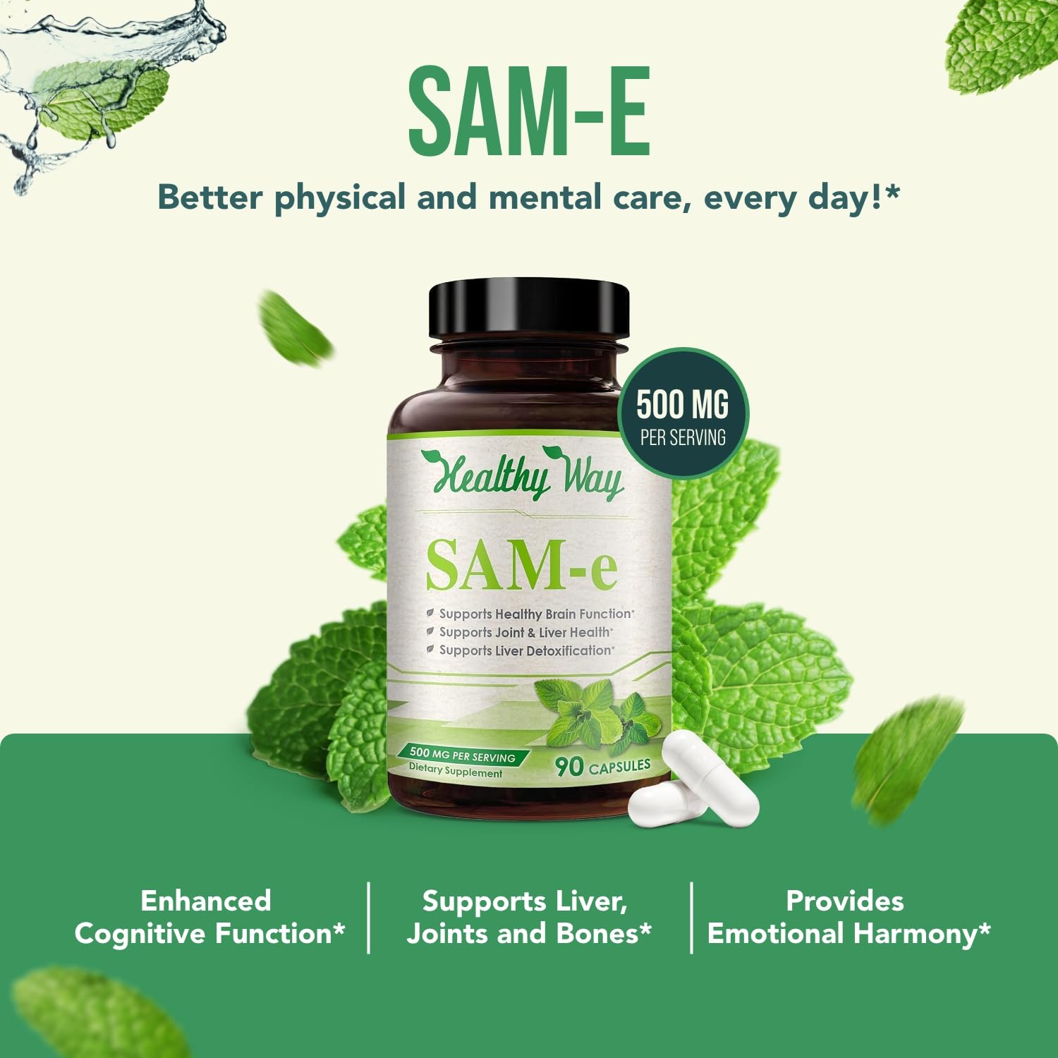 HealthyWayRx SAMe Supplement capsules close-up