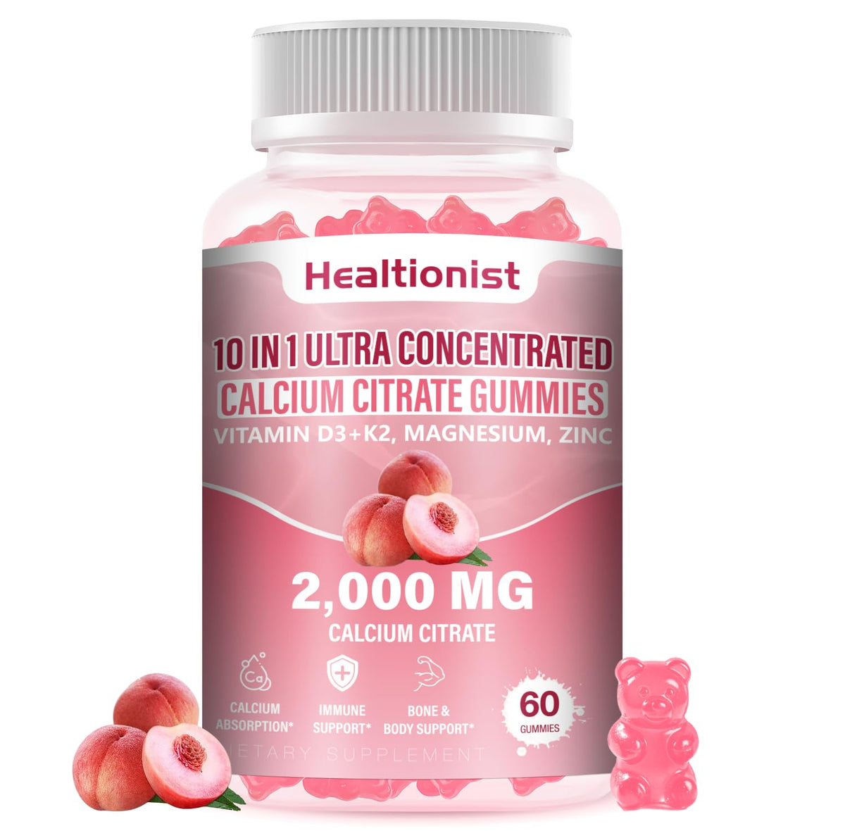 Healtionist Calcium Citrate Gummies 2000mg front view