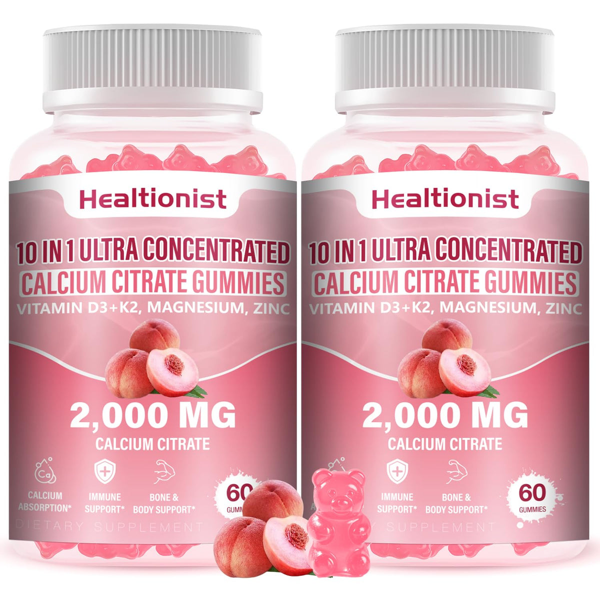 Healtionist Calcium Citrate Gummies 2000mg front view