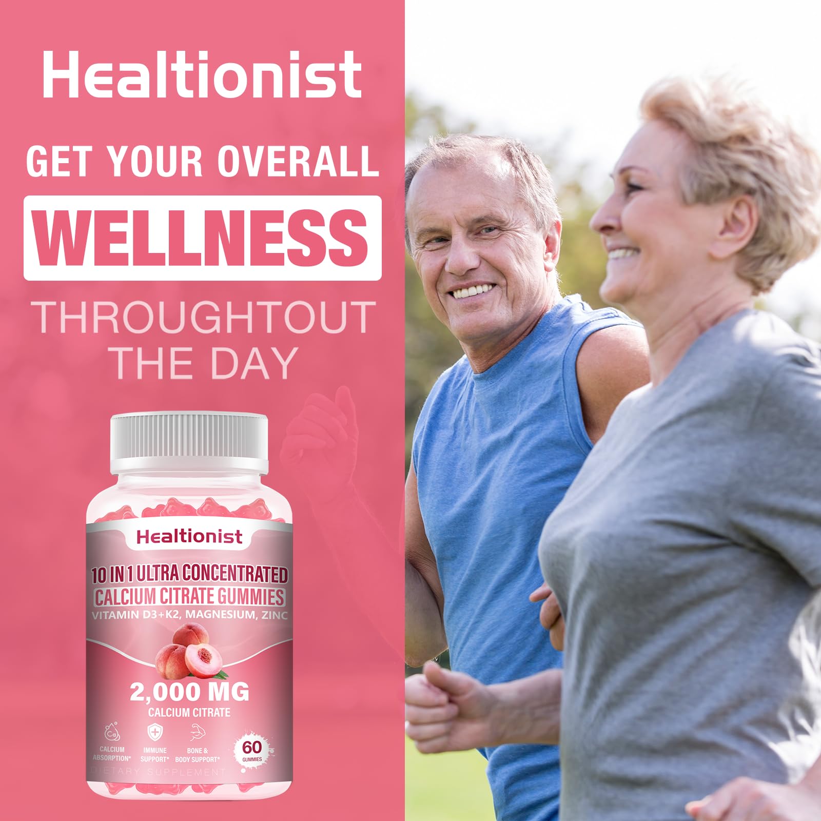 Healtionist Calcium Citrate Gummies with fresh fruits