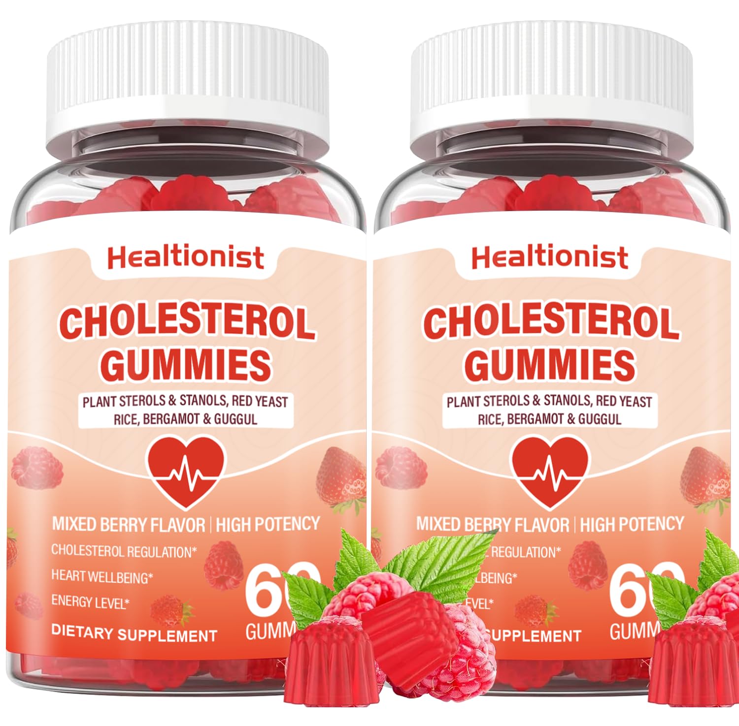 Healtionist Cholesterol Gummies front view with packaging