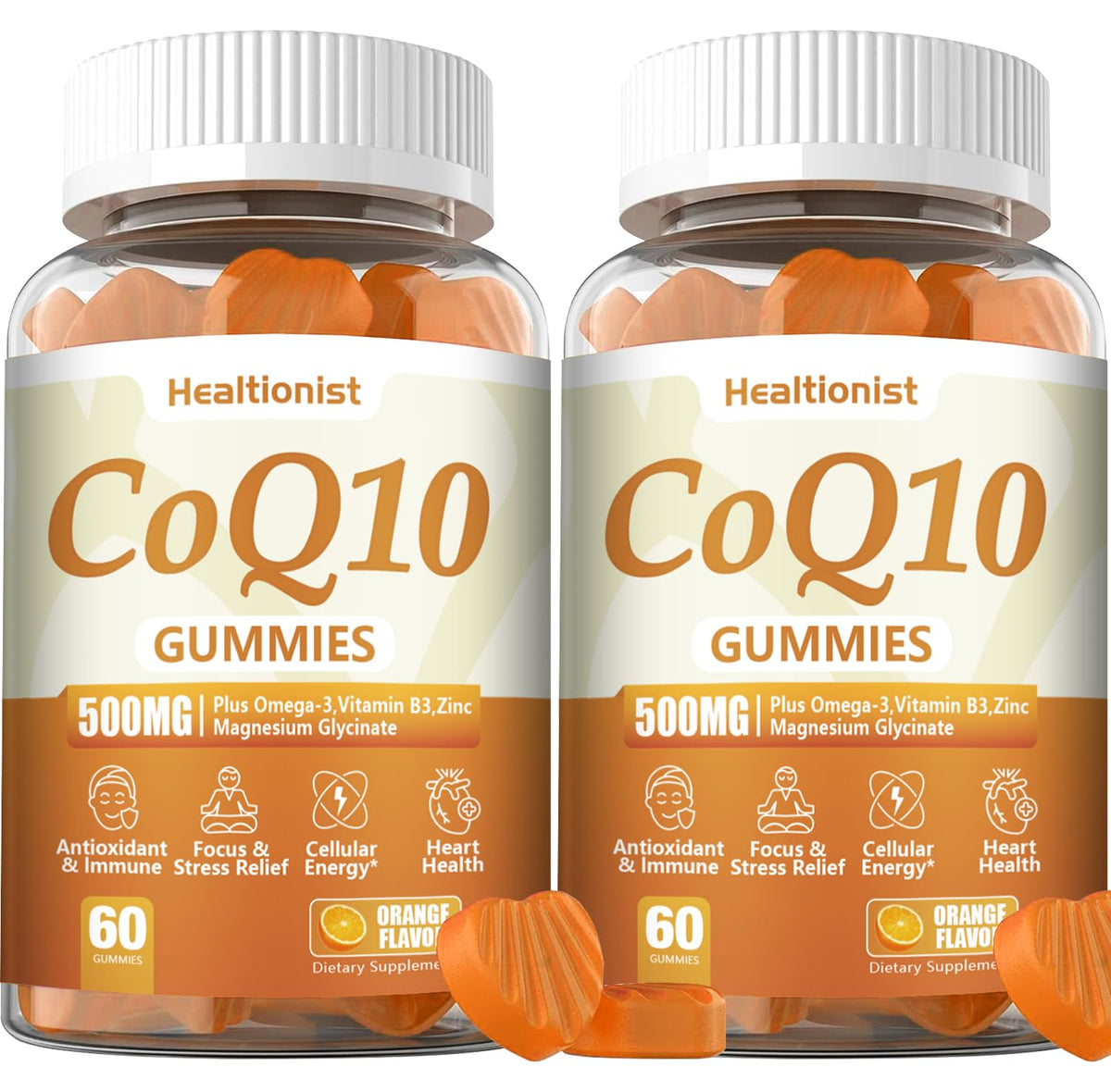 Healtionist CoQ10 Gummies 500MG front view with packaging