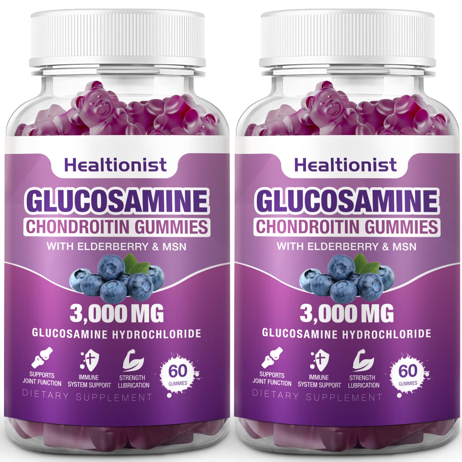 Healtionist Glucosamine Chondroitin Gummies front view with packaging