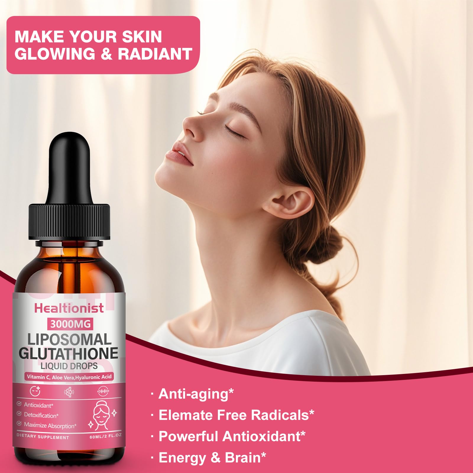 Healtionist Liposomal Glutathione Liquid Drops dropper close-up
