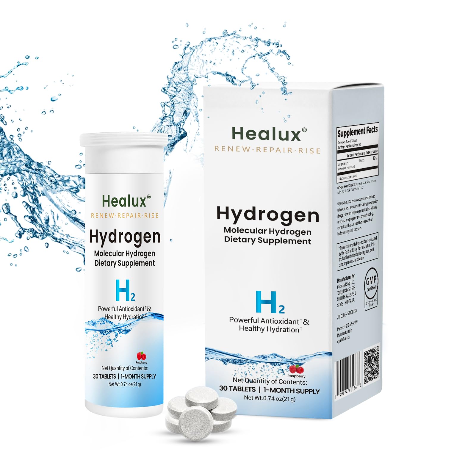 Healux Hydrogen Tablets 50g tablets in water