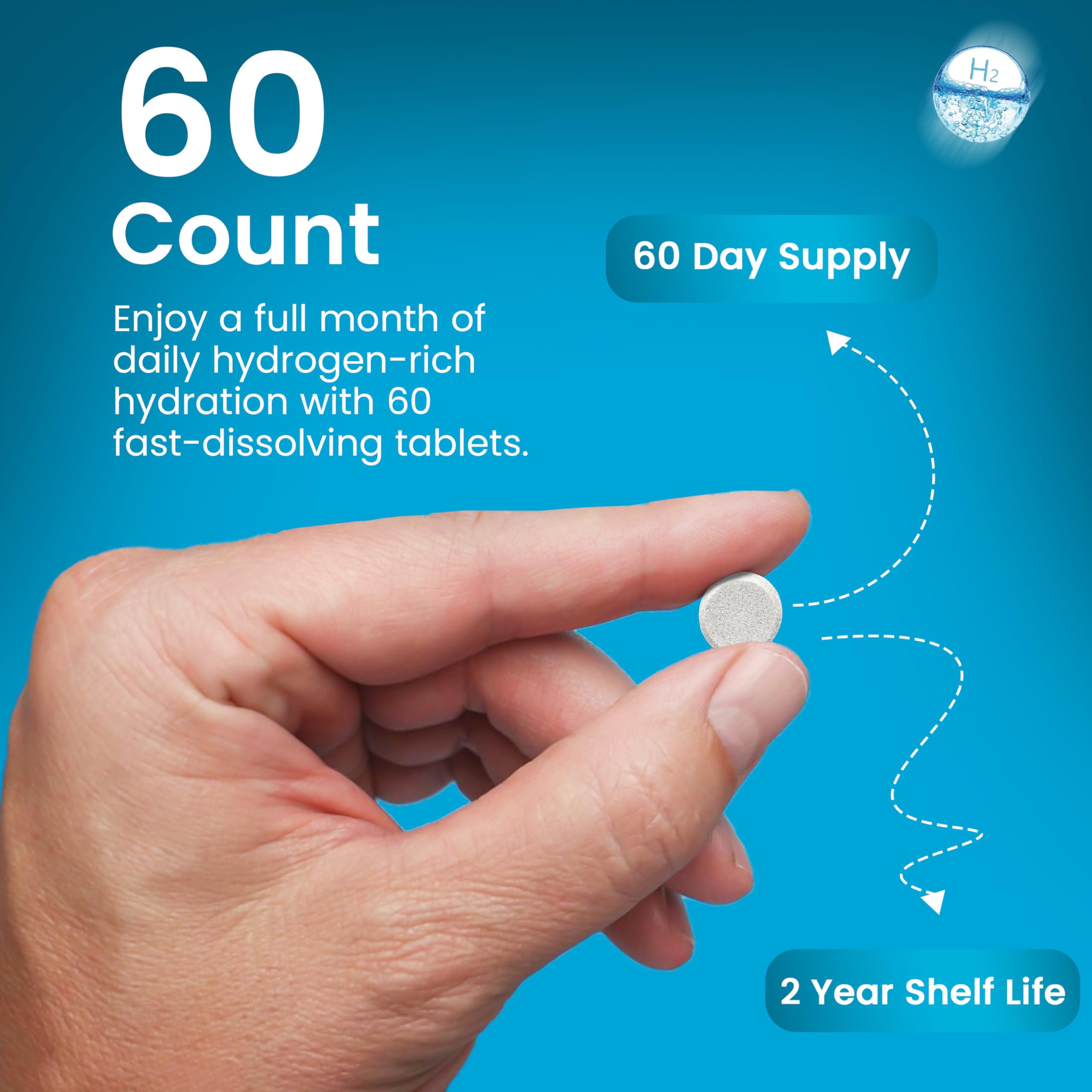 Healux Molecular Hydrogen Tablets 30 count on a kitchen counter