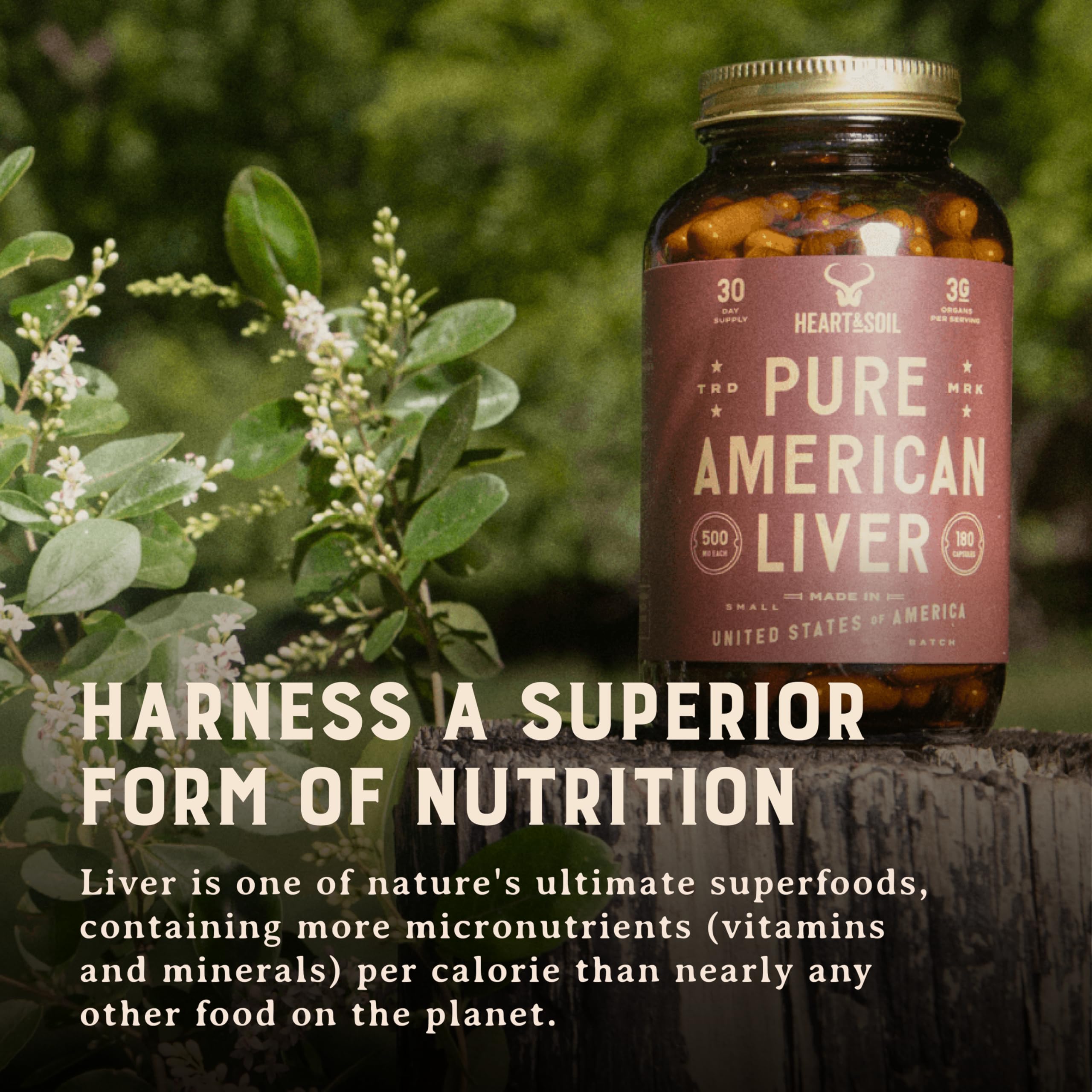 HEART & SOIL Beef Liver Supplement 3000mg capsules back label
