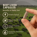 HEART & SOIL Beef Liver Supplement 3000mg capsules bottle with lid