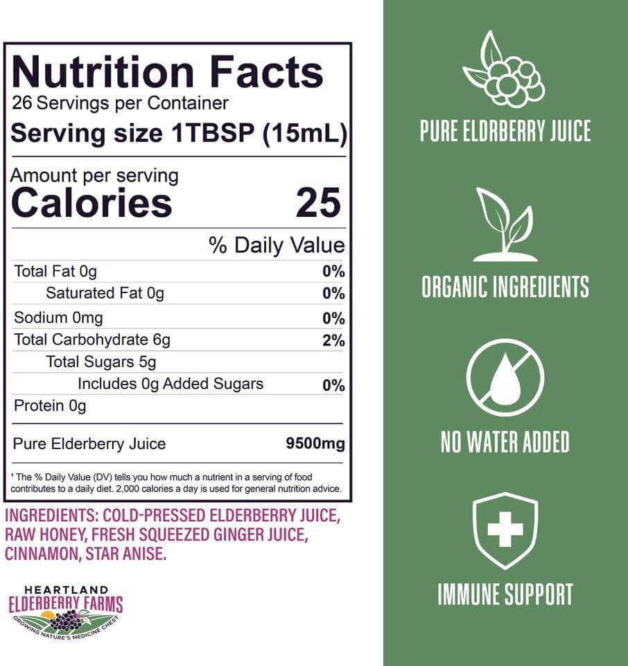 Heartland Elderberry Farms Organic Elderberry Syrup 939g side view