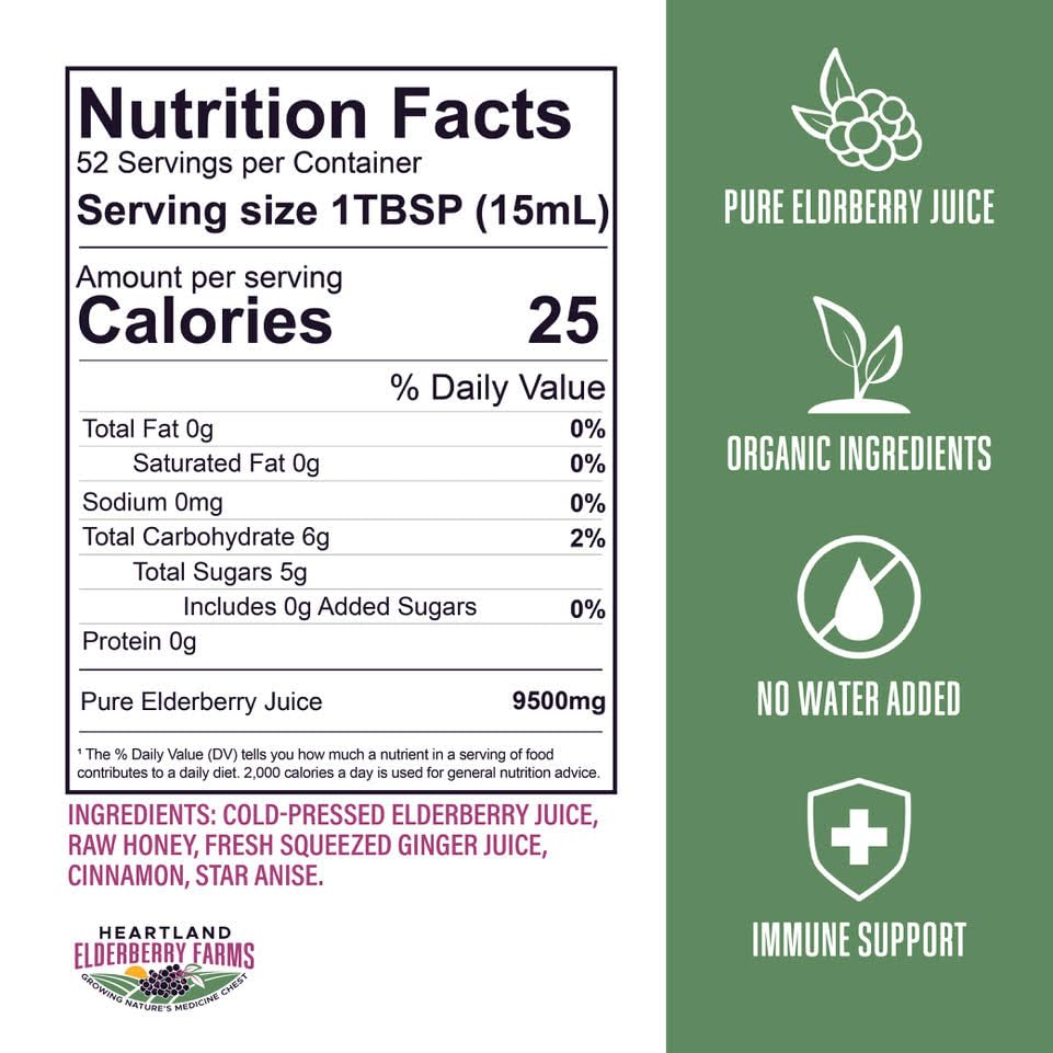 Heartland Organic Elderberry Syrup 1551g label close-up