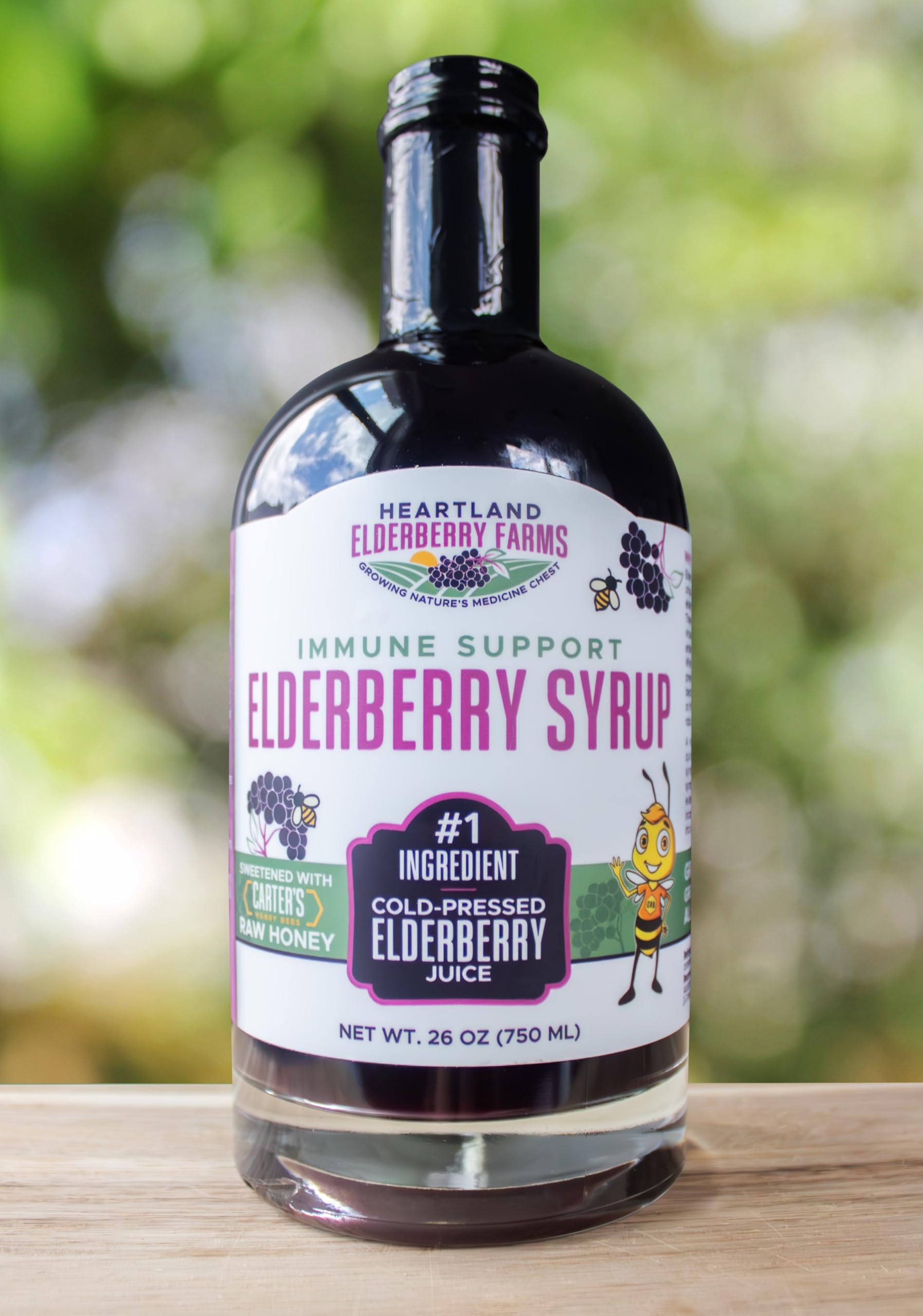 Heartland Organic Elderberry Syrup 1551g on kitchen counter