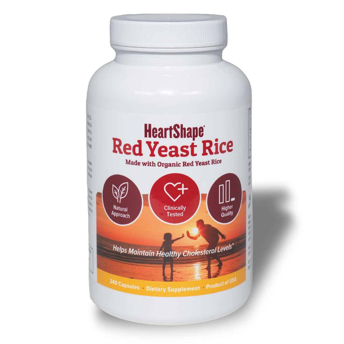 HeartShape Red Yeast Rice 1200mg supplement bottle front view