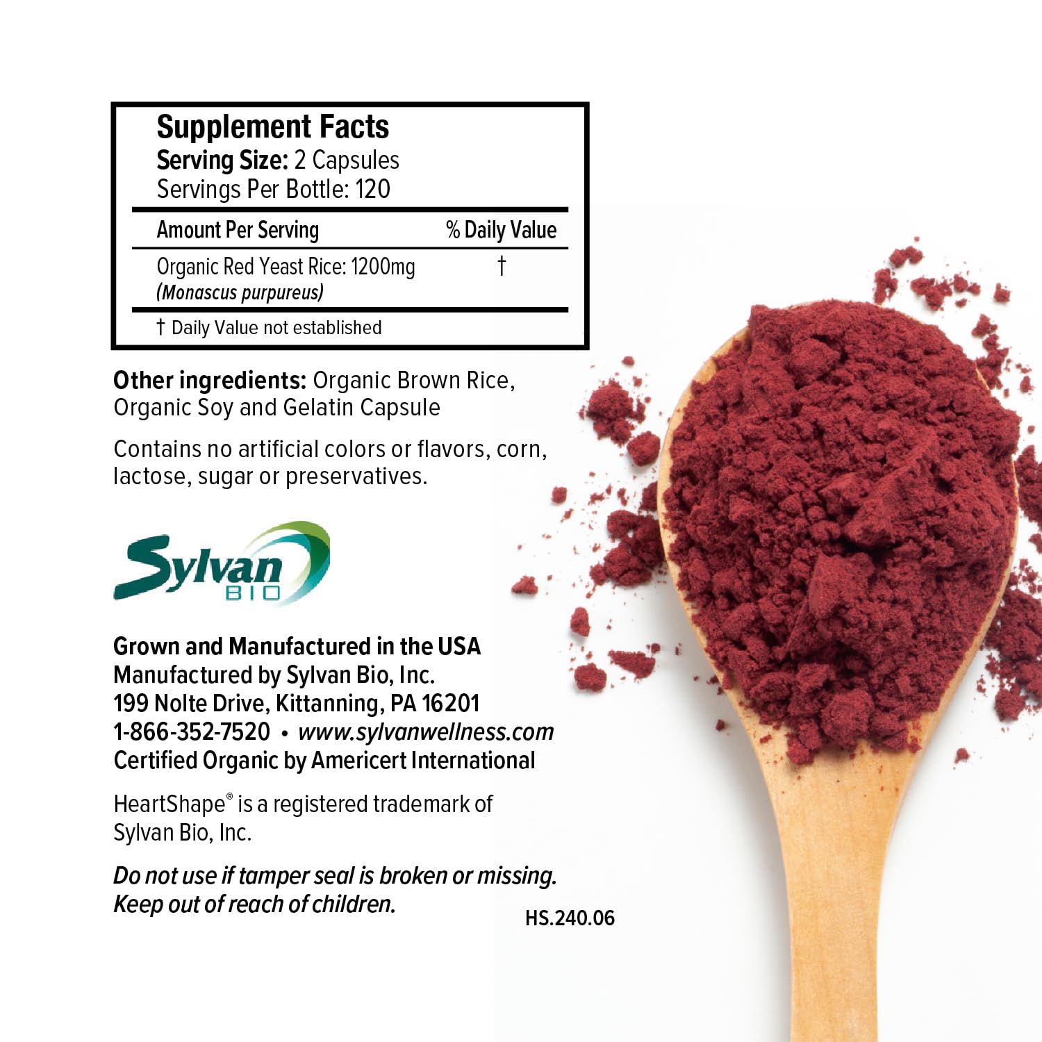 HeartShape Red Yeast Rice 1200mg supplement ingredients list