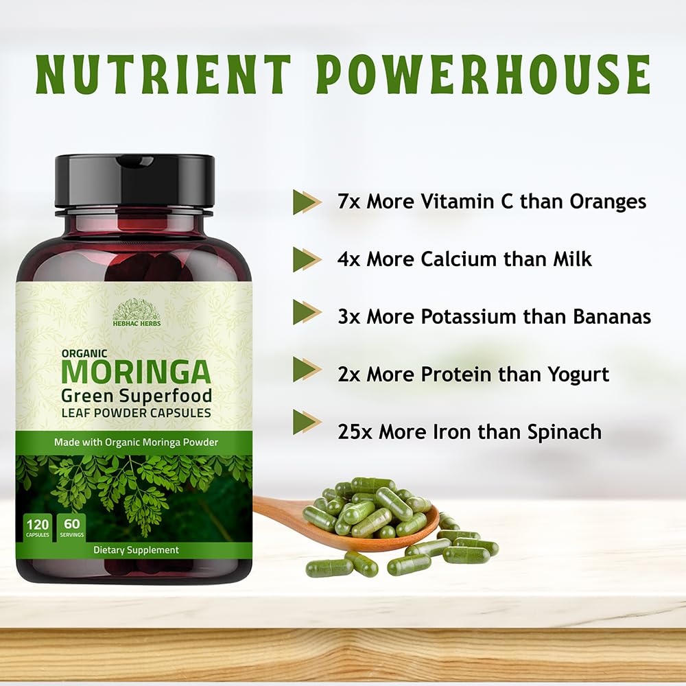 Hebhac Herbs Moringa Capsules back label with ingredients