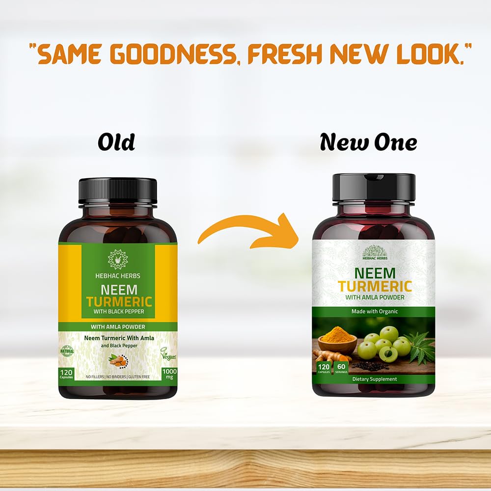 Hebhac Herbs Neem Capsules lifestyle scene on a kitchen counter