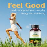 Hebhac Herbs Neem Capsules packaging on a wooden table