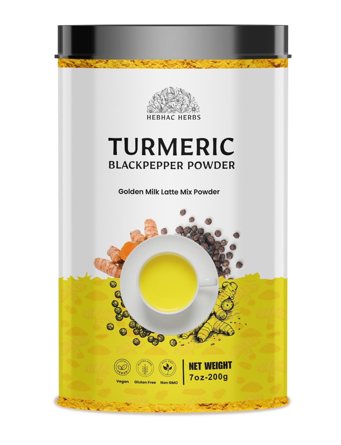 Hebhac Herbs Turmeric Golden Milk Powder front view packaging
