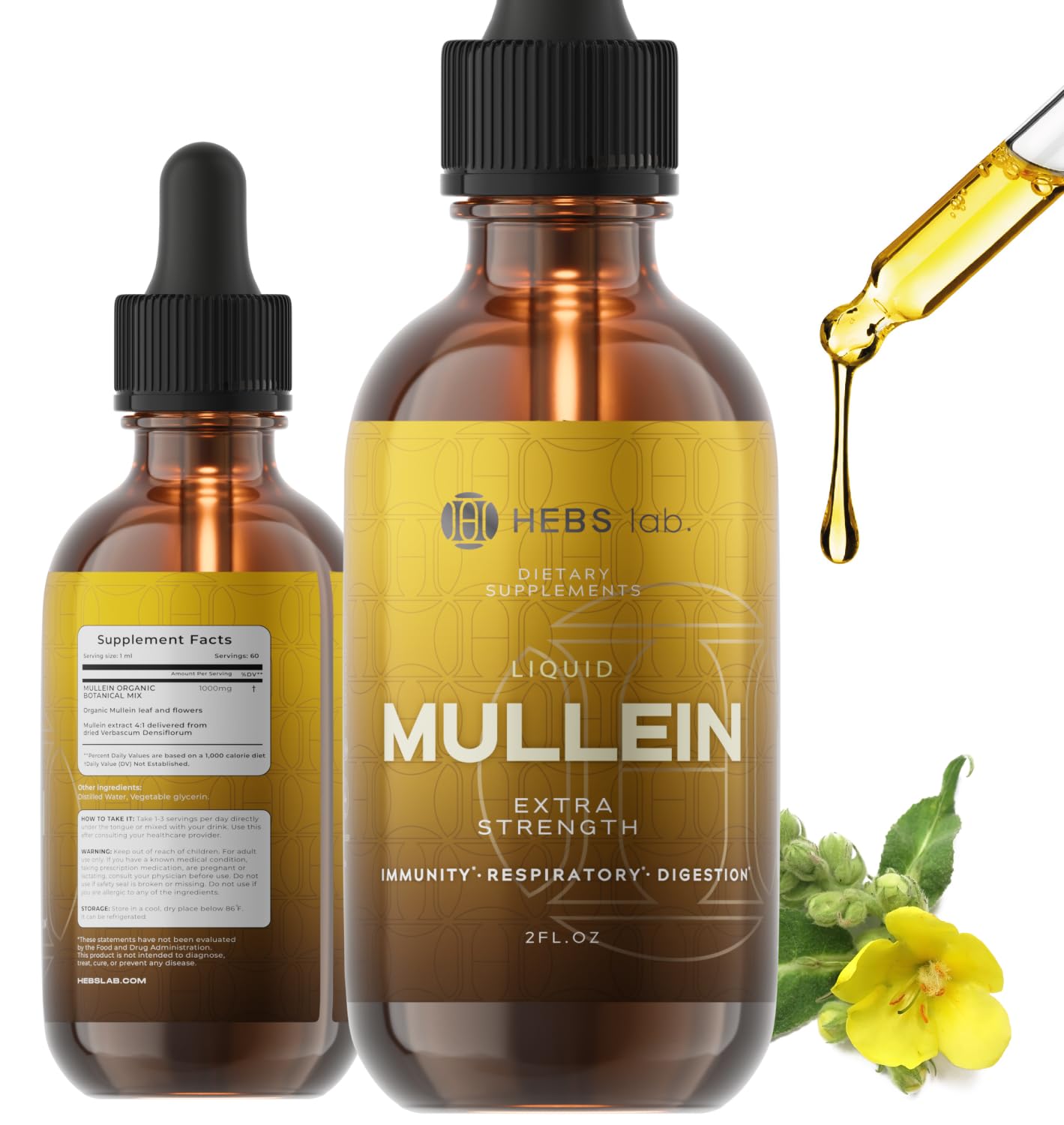 HEBS LAB. Mullein Leaf Extract 132g front view