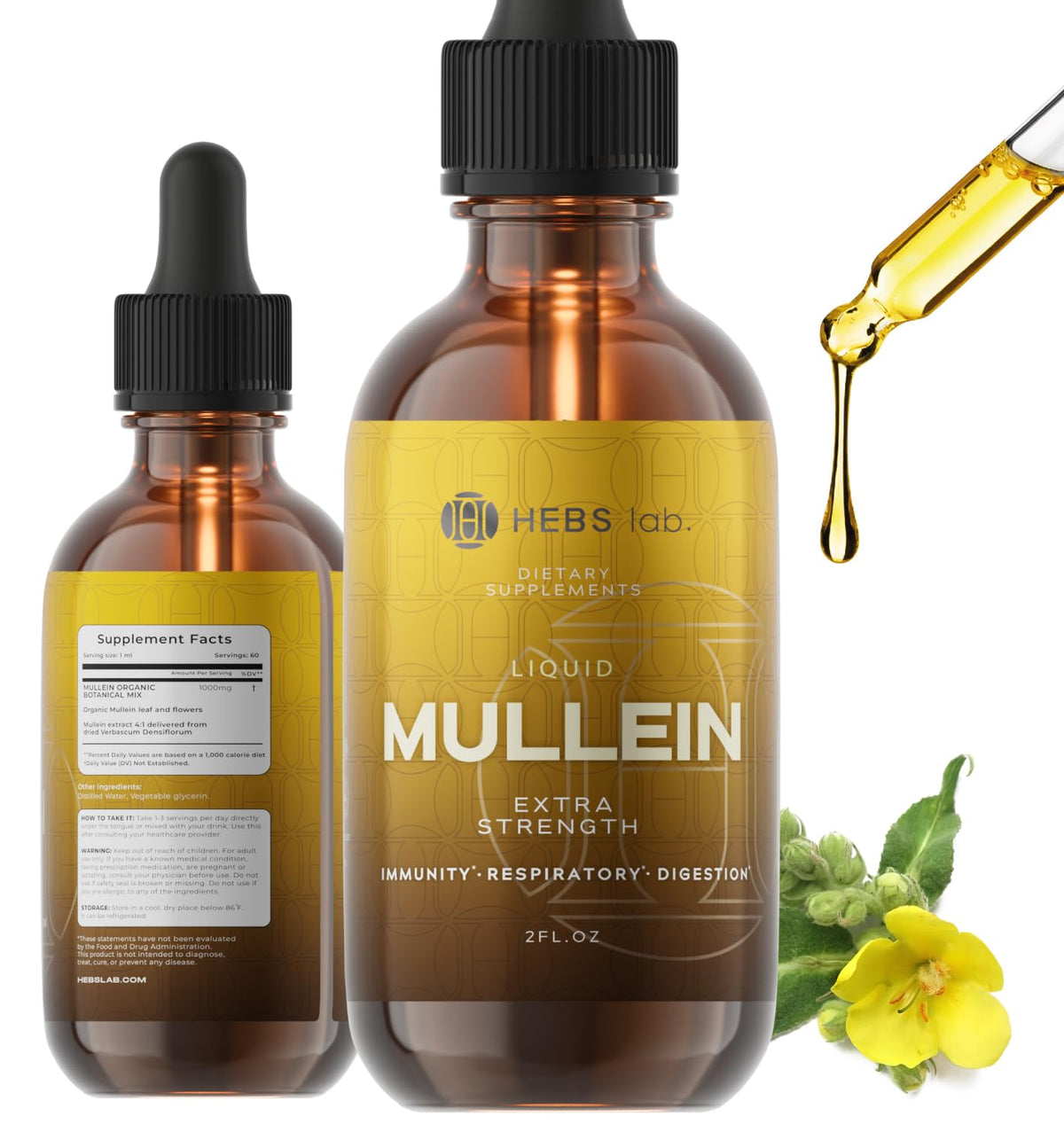 HEBS LAB. Mullein Leaf Extract 132g front view