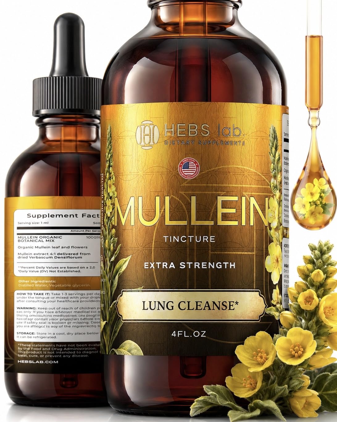 HEBS LAB. Mullein Leaf Extract 281g front view