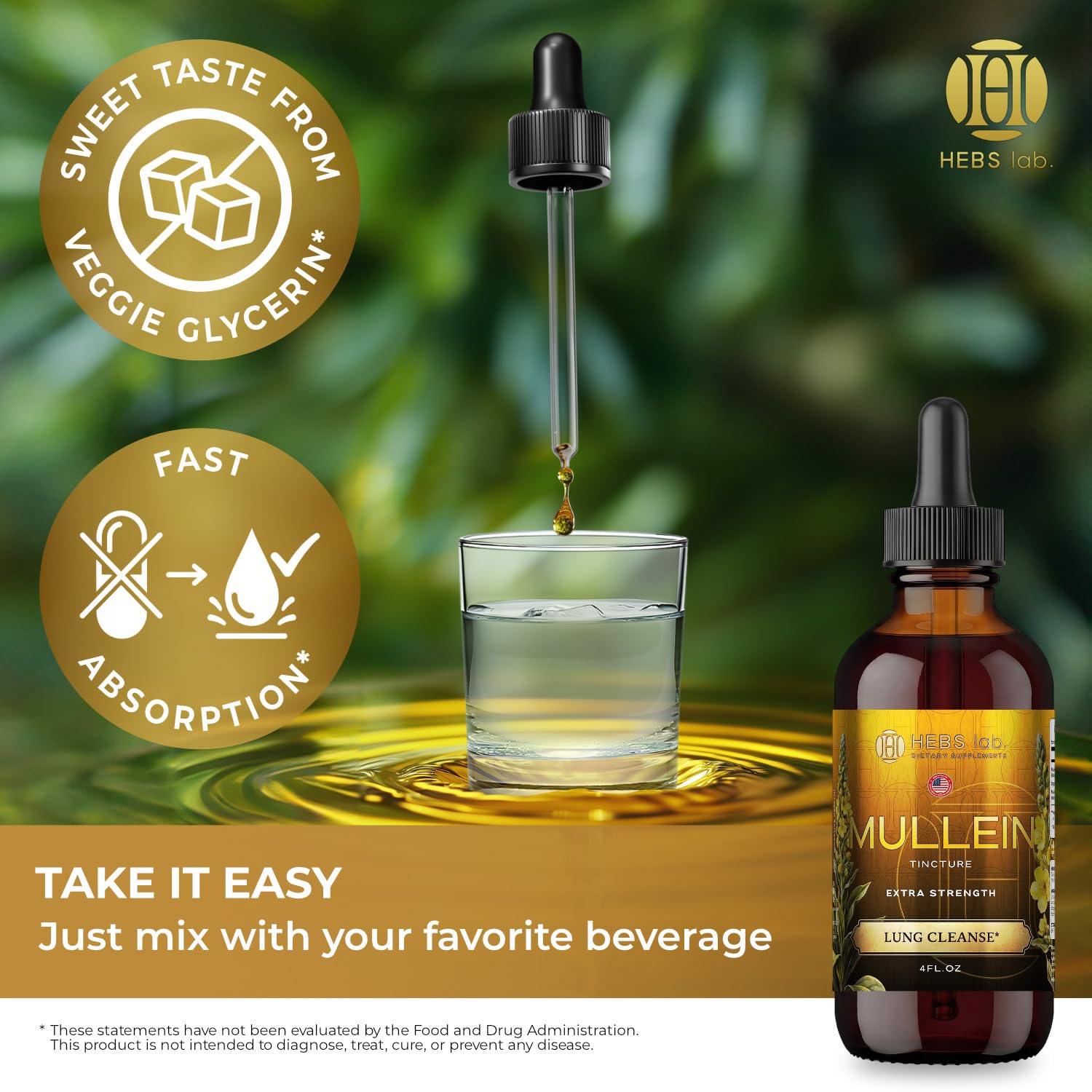 HEBS LAB. Mullein Leaf Extract 281g with herbal ingredients