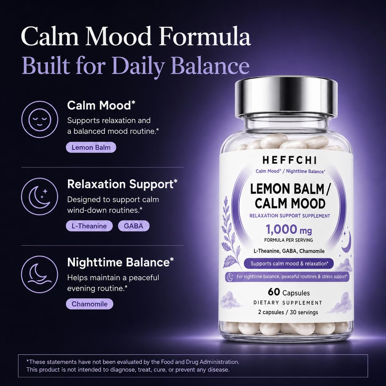 Heffchi Lemon Balm Capsules in a lifestyle setting