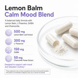 Heffchi Lemon Balm Capsules with a measuring cup