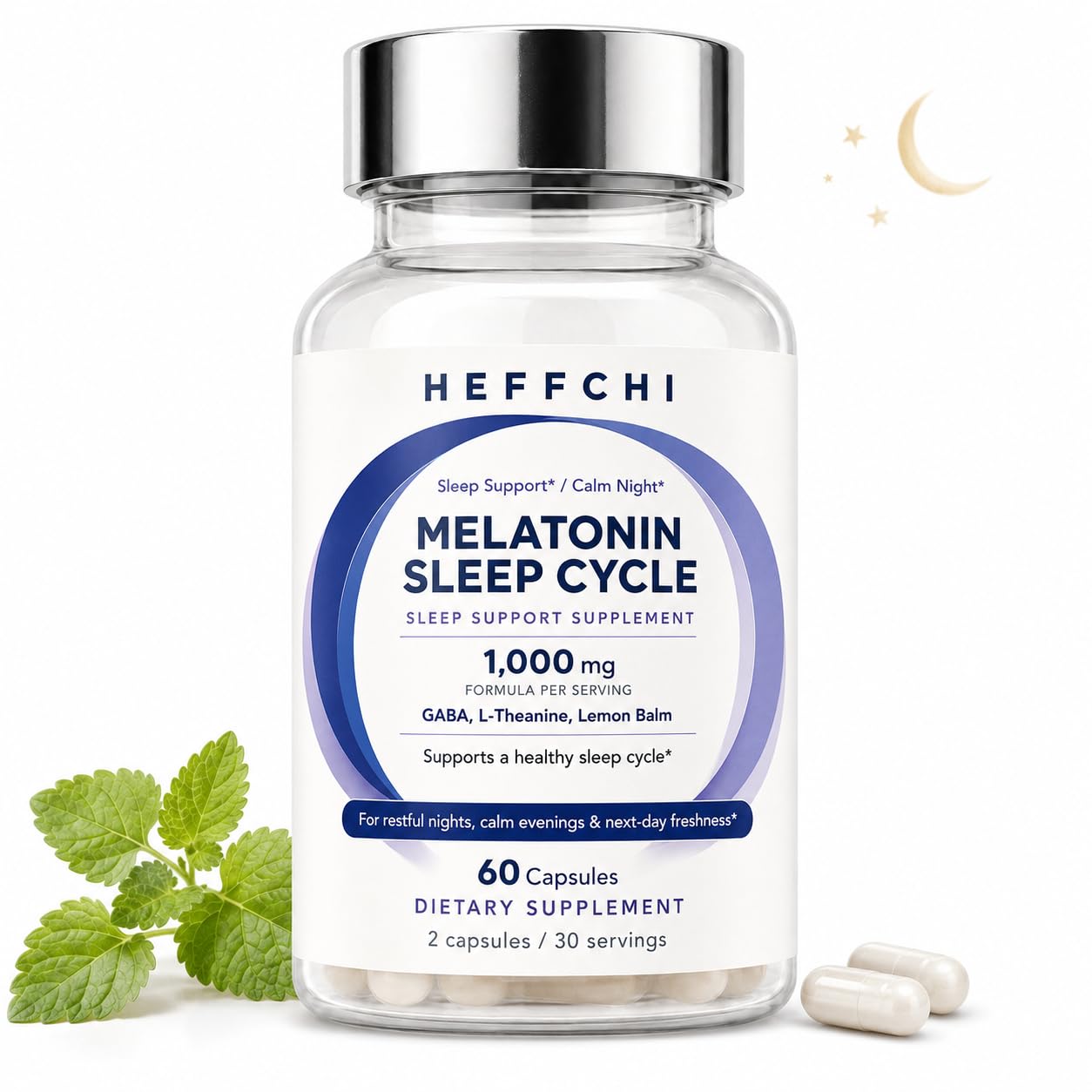 Heffchi Melatonin Capsules 60 Count front view