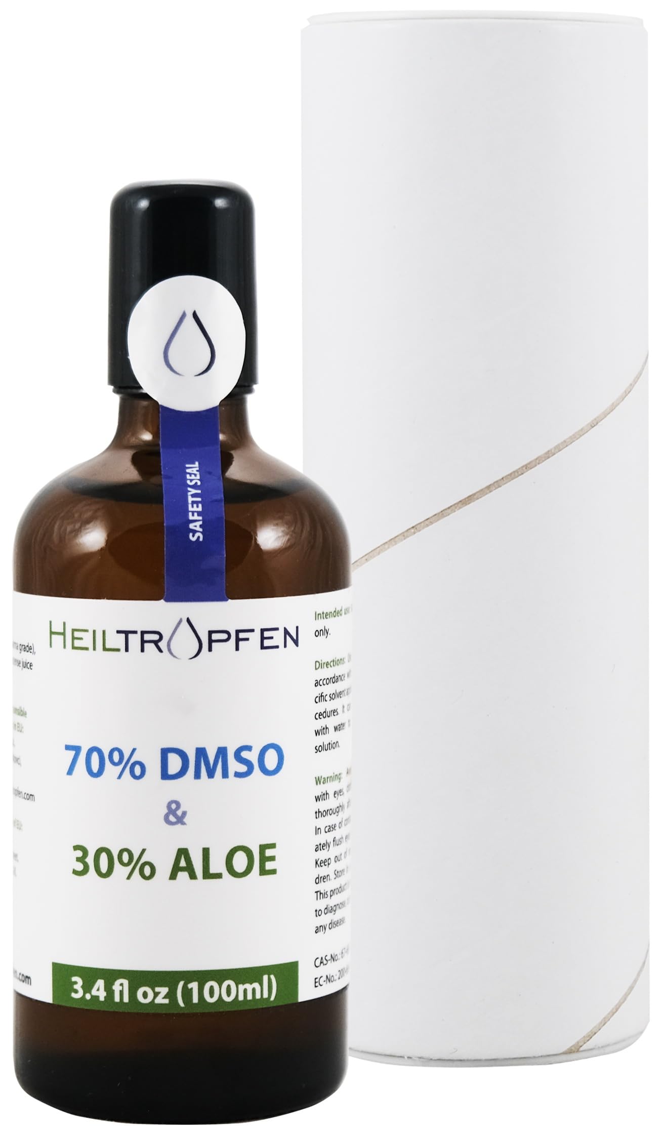 Heiltropfen Aloe Vera & DMSO Roll-On amber bottle with label details