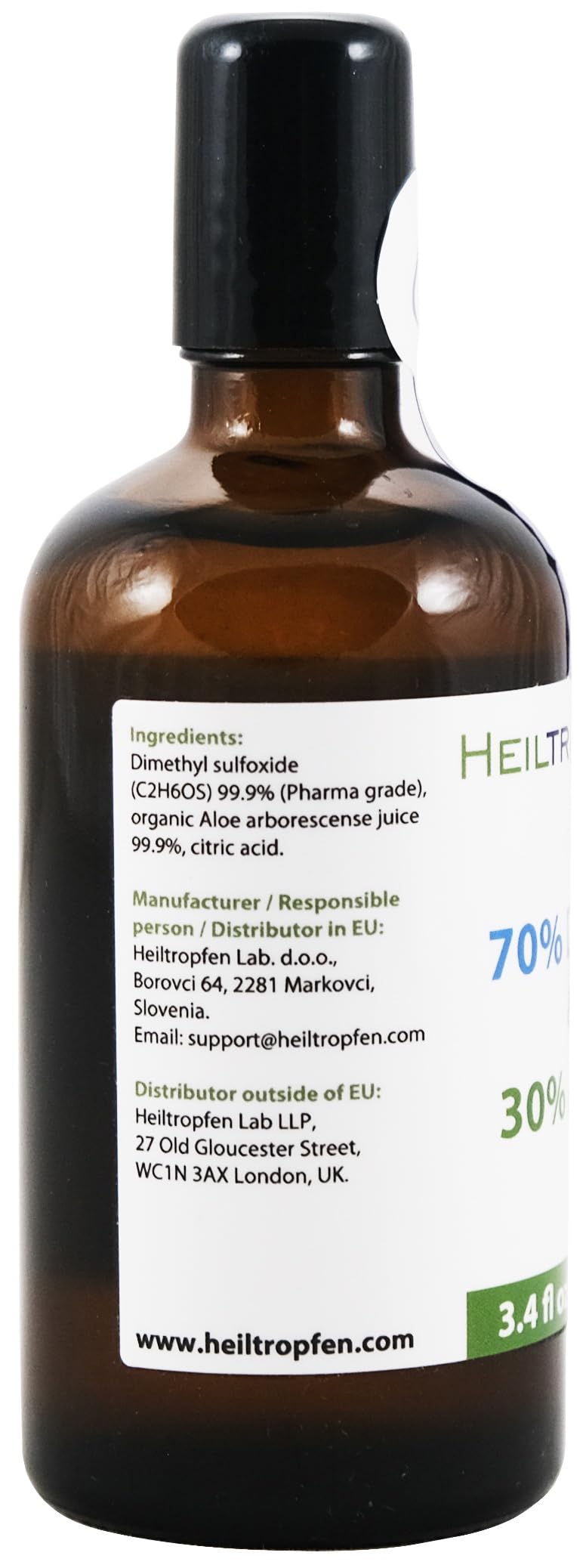 Heiltropfen Aloe Vera & DMSO Roll-On back view showcasing ingredients