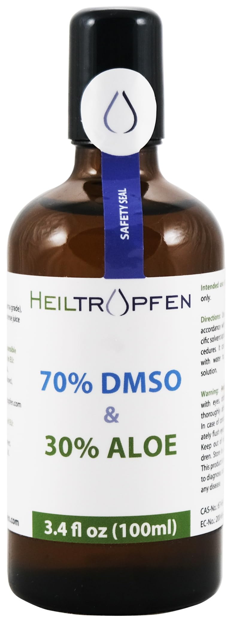 Heiltropfen Aloe Vera & DMSO Roll-On front view in amber glass bottle
