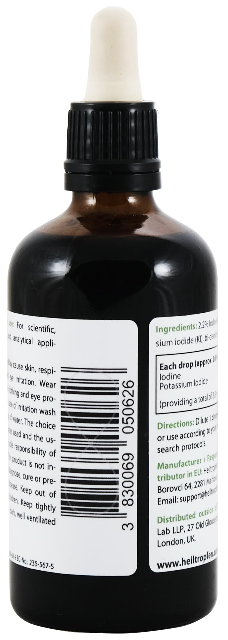 Heiltropfen Iodine Supplement 100ml back view with ingredient list