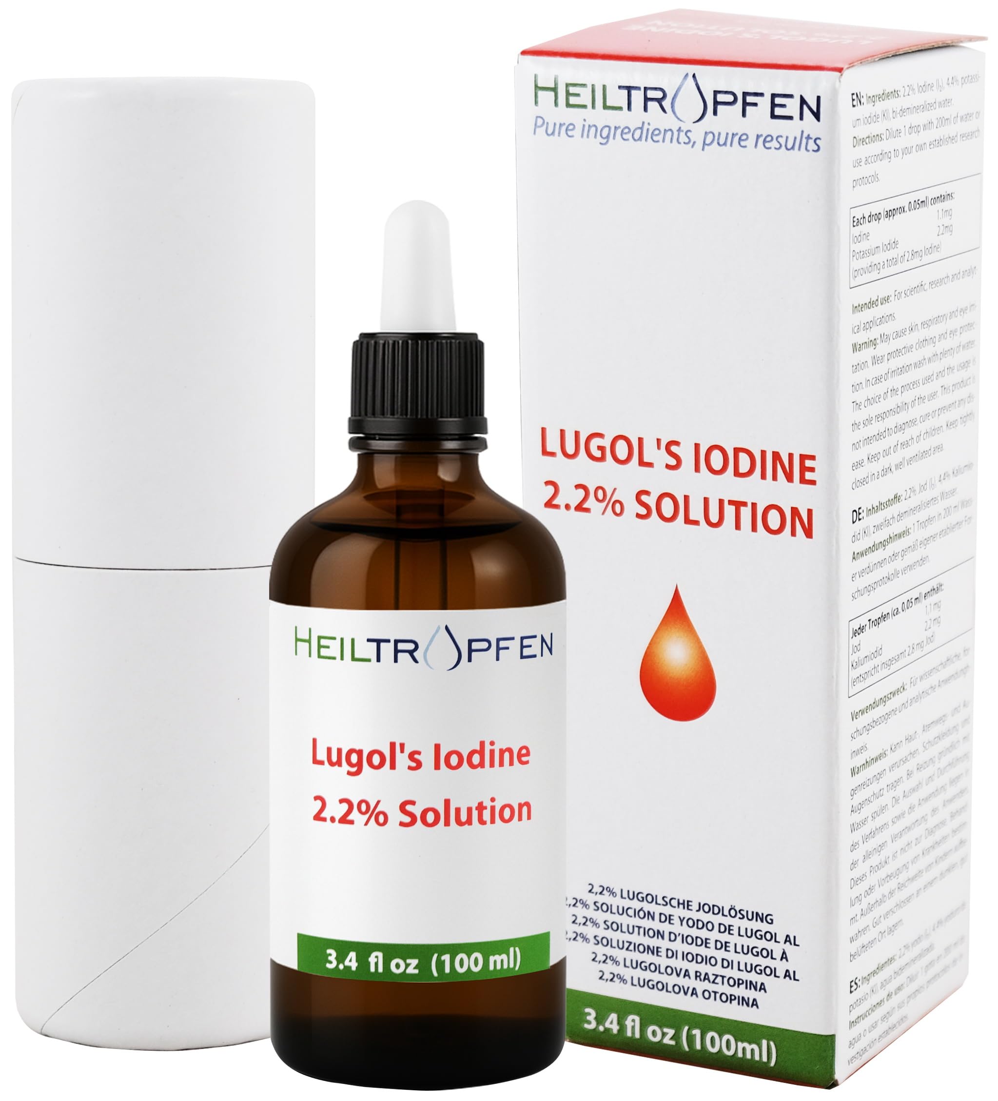 Heiltropfen Iodine Supplement 100ml front view with glass pipette